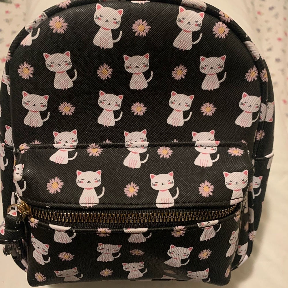 Cute Cat Print Mini Backpack